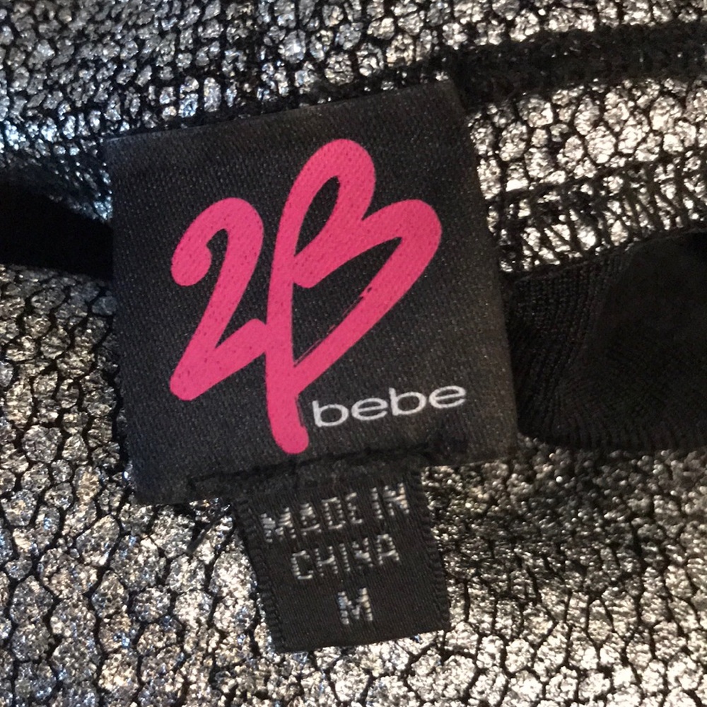 2B Bebe Body Avon Silver & Black Tube Dress Sz M - Picture 5 of 5